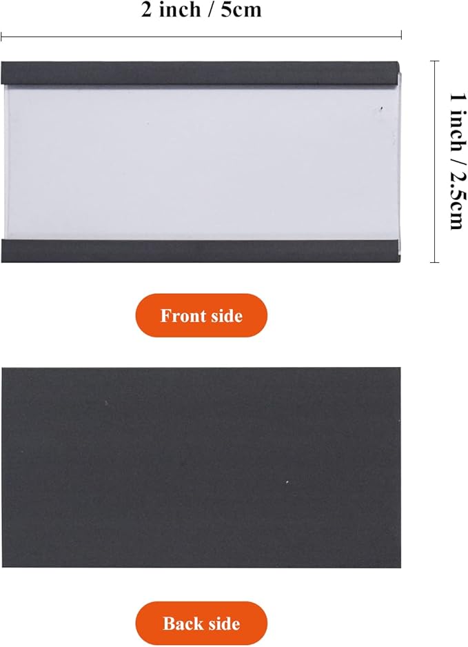 C Channel Magentic Label Holders 1x2 Inch with Paper Inserts and Clear Plastic Protectors,Magnetic Data Card Holders File Cabinet Labels,Pack of 100