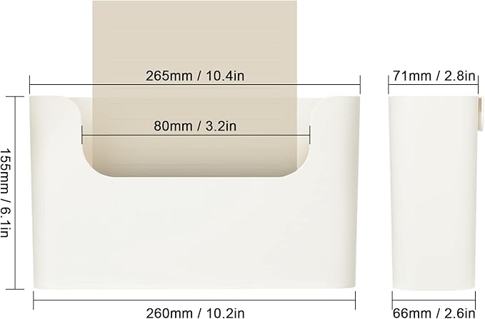 YOHOM No Drilling File Holder Wall Mails Magazines Organizer Adhesive Door Mount, Single Pocket, (White 1)