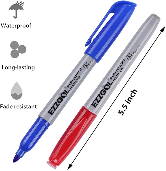 Permanent Markers Bulk, Permanent Marker Bulk Pack of 72, 4 Assorted Colors, Fine Point Permanent Markers For Kids and Adult Coloring as Office, School Supplies