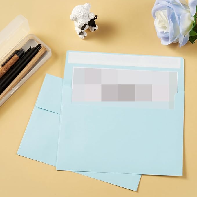 Wishop 100 Pack Light Blue A7 Envelopes Self-Adhesive 5x7 Envelopes for Invitations, 5x7 Greeting Cards (Light Blue, 5.24 x 7.21 Inches)