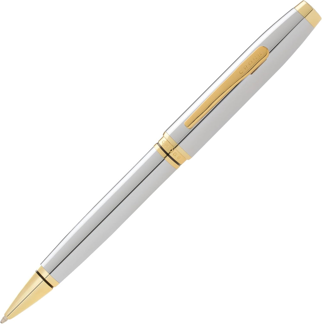 Cross Coventry Refillable Ballpoint Pen Presented in a Everyday Gift Box - Medium Point, Black Ink, Polished Chrome & Gold