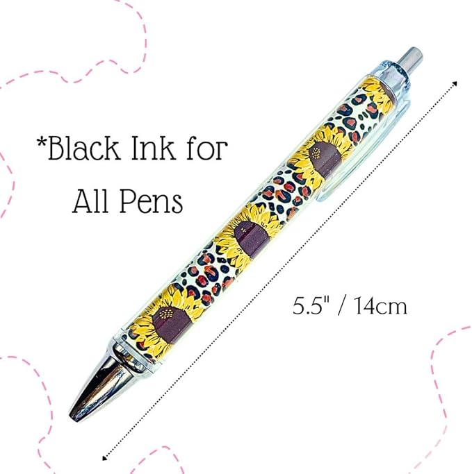 10PC Sunflower Pens Sunflowers Pen for Women Teacher Appreciation Gifts Work Office Desk Classroom Decor Supplies Stationary Set Accessories Party Favors Theme for Writing Journal Planning Notepad