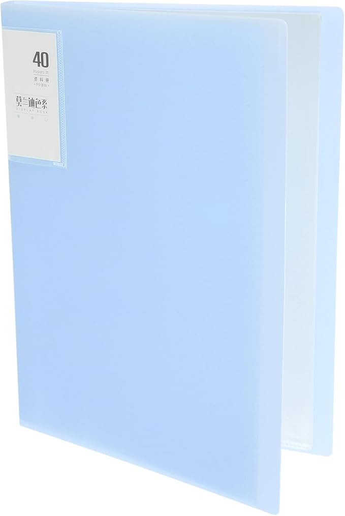 M&G 40-Pocket Binder with PP Plastic Sleeves A4(Blue), Art Portfolio Folder with Clear Sheet Protectors, Display 80 Pages for Organizing Documents, 310x235x26mm