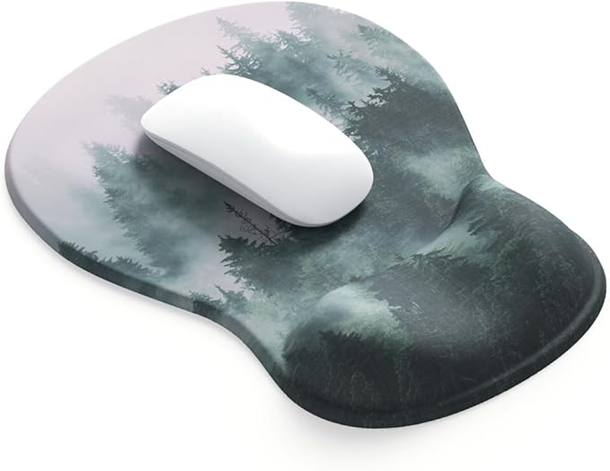 ErgoComfort Gel Wrist Rest Mouse Pad-Ergonomic Office Mousepad with Wrist Support-Non-Slip, Design Desk Accessories Mat for Home&Game Decor (08Misty Forest)
