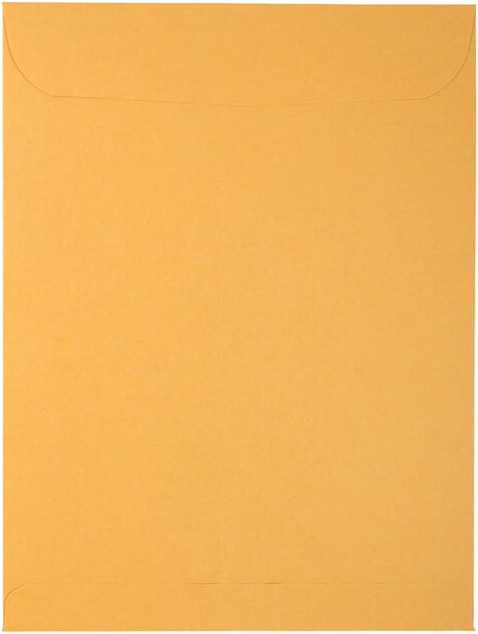 JAM PAPER 9 1/2 x 12 1/2 Open End Catalog Envelopes with Peel and Seal Closure - Brown Kraft Manila - Bulk 500/Box