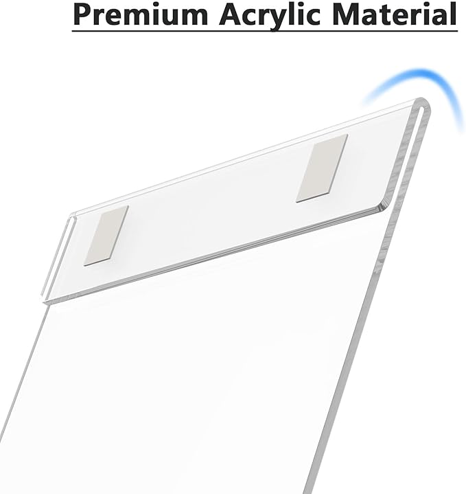 MaxGear Acrylic Sign Holder 11 x 17 Sign Holders Plastic Frames Clear Frame 11x17 Wall Mount Sign Holder Wall Sign Holder with Double-Sided Tape, for Plexiglass, Flyer, Poster, Door, Document, 6 Pack