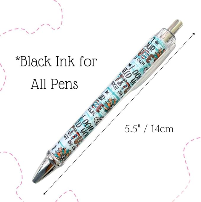 10PC Western Pens Pen Cowboy Cowgirl Highland Cow Cactus Back to School Office Supplies Stuff Items Themed Party Favors Classroom Goodie Bags Decoration Desk Decor Notebooks for Adults Women
