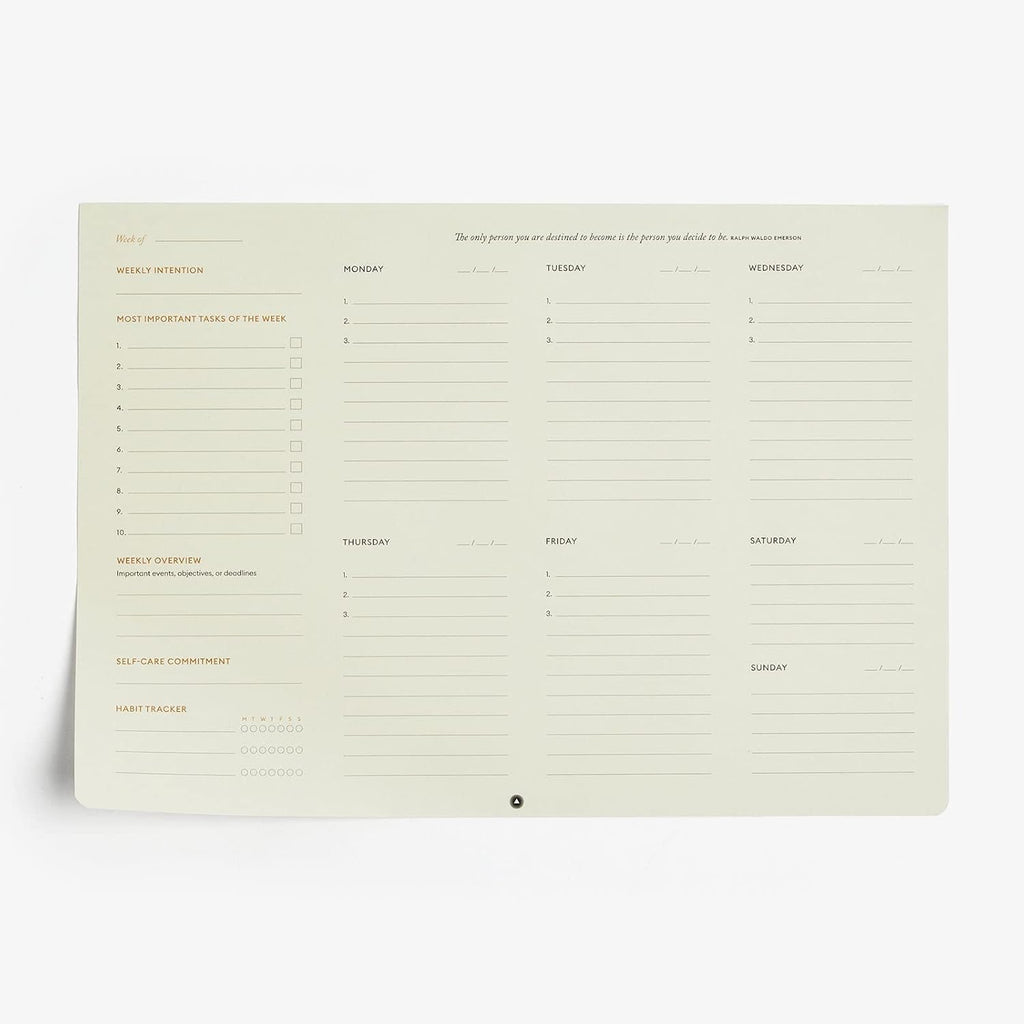 Intelligent Change - Weekly Desk Pad, 1-Year Productivity Planner, Tear-Out Deskpad for to-Do List, Productivity Tools for Time Management and Mindfulness, A4 Size, Black