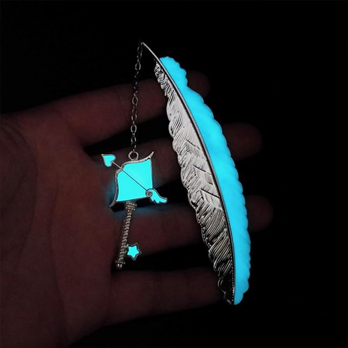 Zodiac Feather Bookmark Gifts for Women Men, Cool Metal Bookmark Glow in The Dark Sagittarius Bookmark, Luminous Star Sign Constellation Horoscope Bookmark Gifts