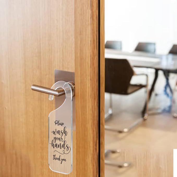 Do Not Disturb Door Sign Engraved Acrylic Hanger Handle Home Decor Acrylic Banner Acrylic Hanging Sign Door Plaque Handmade Office Hanging Sign Please Wash Your Hands
