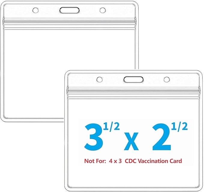 Extra Thick Horizontal ID Card Name Tag Badge Holder with Waterproof Type Resealable Zip (Holders, 6Packs)