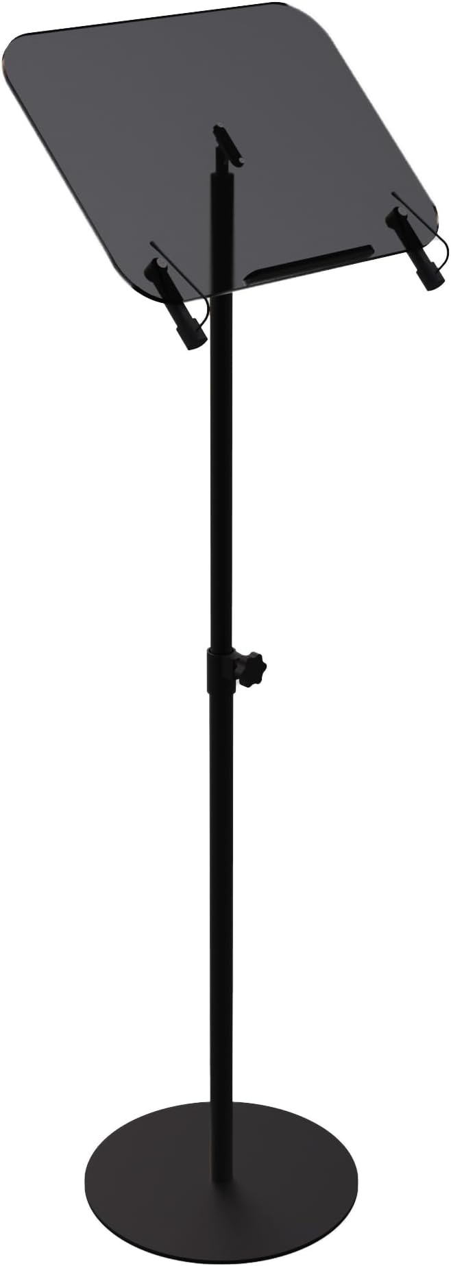 Black Acrylic Podium with Adjustable Height Small Acrylic Podium Stand Black Music Stands Book Stand for Reading Floor Holder Stand with Page Paper Clip for Cookbooks Music
