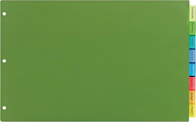 Avery Dividers for 3 Ring Binders, 8-Tab Binder Dividers, 11" x 17" Plastic Binder Dividers, Insertable Big Tabs, Multicolor, 1 Set (11179)