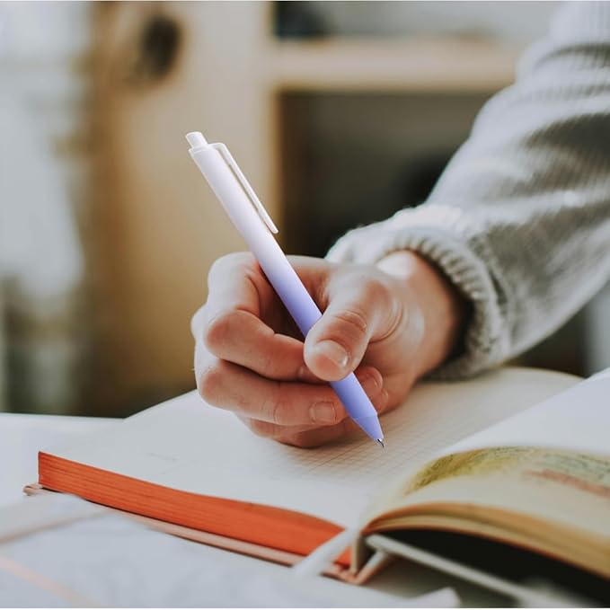 Retractable Gel Pens,8ct Black Ink 0.5mm Fine Point Pens Comfort Grip Smooth Writing Pens with Aesthetic Gradient Color Barrel for Journaling Note Taking Office School Supplies