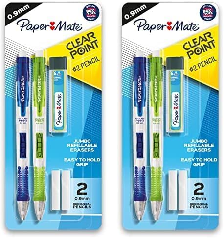 Paper Mate Clearpoint Mechanical Pencils 0.9mm, HB #2 Pencil Set, School Supplies, Teacher Supplies, College School Supplies, Drawing Pencils, Sketching Pencils, 4 Pack
