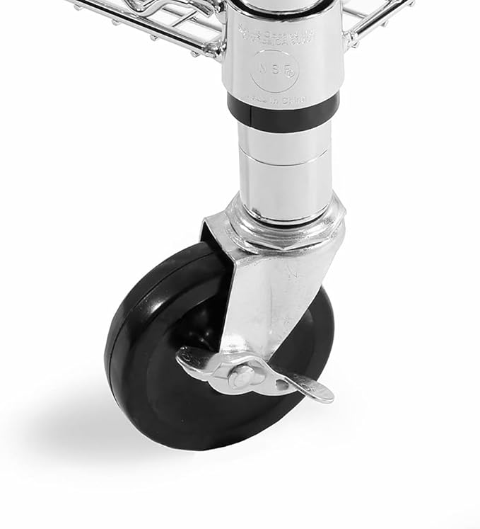 Seville Classics UltraDurable NSF Commercial Heavy Duty Metal Rolling Utility Cart, w/ Steel Shelves, Handle Bar for Restaurant, Garage, Warehouse, Kitchen, Office, Deep Top Basket (34.75"W x 18.25"D)