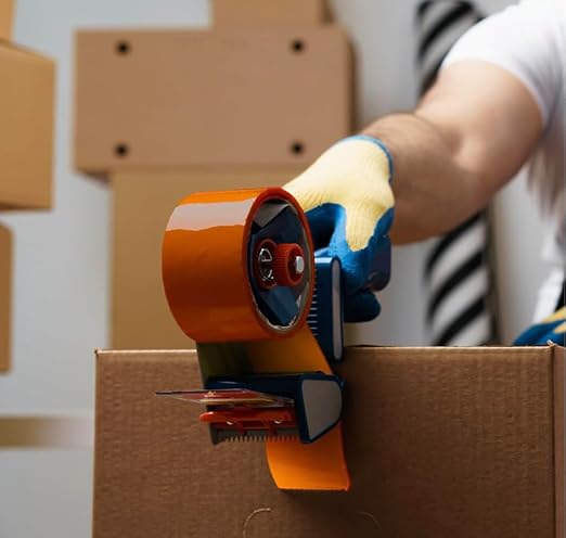 Heavy Duty Packaging Color Tape for Shipping,Packing and Moving 3" Wide x 2.0 Mil Thick -110 Yrd Roll -Acrylic Adhesive Tape for Box Sealing. (1 Roll, Orange, 3" Wide x 110 yds)