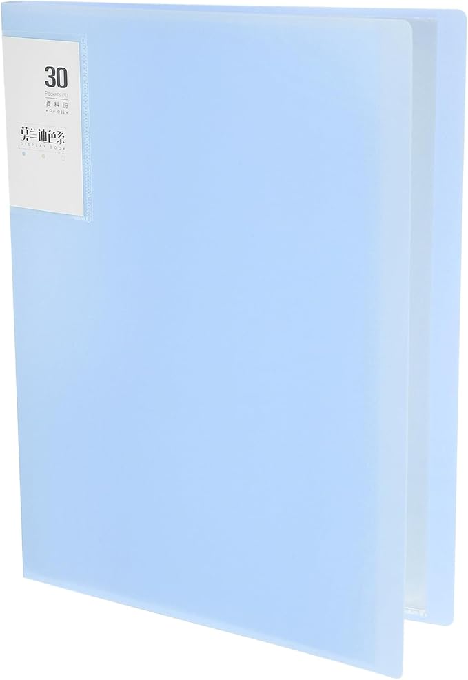 M&G 30-Pocket Binder with PP Plastic Sleeves A4(Blue), Art Portfolio Folder with Clear Sheet Protectors, Display 60 Pages for Organizing Documents, 310x235x20mm
