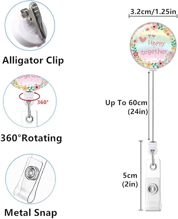 Retractable ID Badge Holder Nurse Badge Reels with Clip Name Card Holders for Office Worker Doctor Nurse (Multicoloured-C)