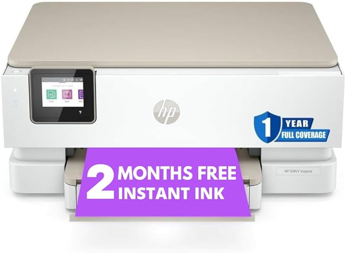 HP Envy Inspire 7255e Wireless Color Thermal Inkjet Printer, Print, scan, Copy, Easy Setup,Mobile Printing, Best-for-Home, Instant Ink (6 Months Included) (Renewed)