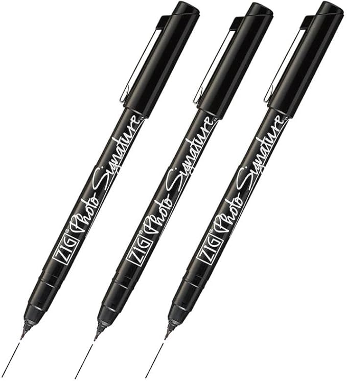 Zig Kuretake 0.7mm Photo Signature Marker pen 3 pcs set, Black, for photo signature, Made in Japan