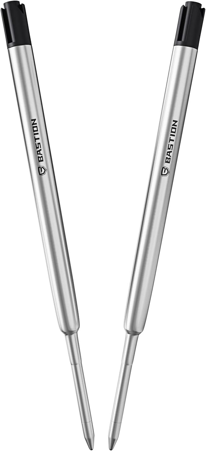 BASTION® Premium Pen Refill, Deeply Pigmented Ink for All Bastion Bolt Action Luxury Pens, Standard Ink Refill with 0.55mm Fine Tip - Black Gel, 2 PCs