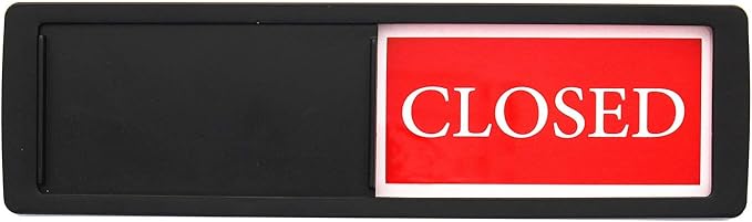 Open Closed Sign for Business Door, Open Signs privacy Slide Door Sign Indicator for Business Storefront, Restroom, Office Door, Wall, Window, Restaurants, Retail Salon Shops (Black)