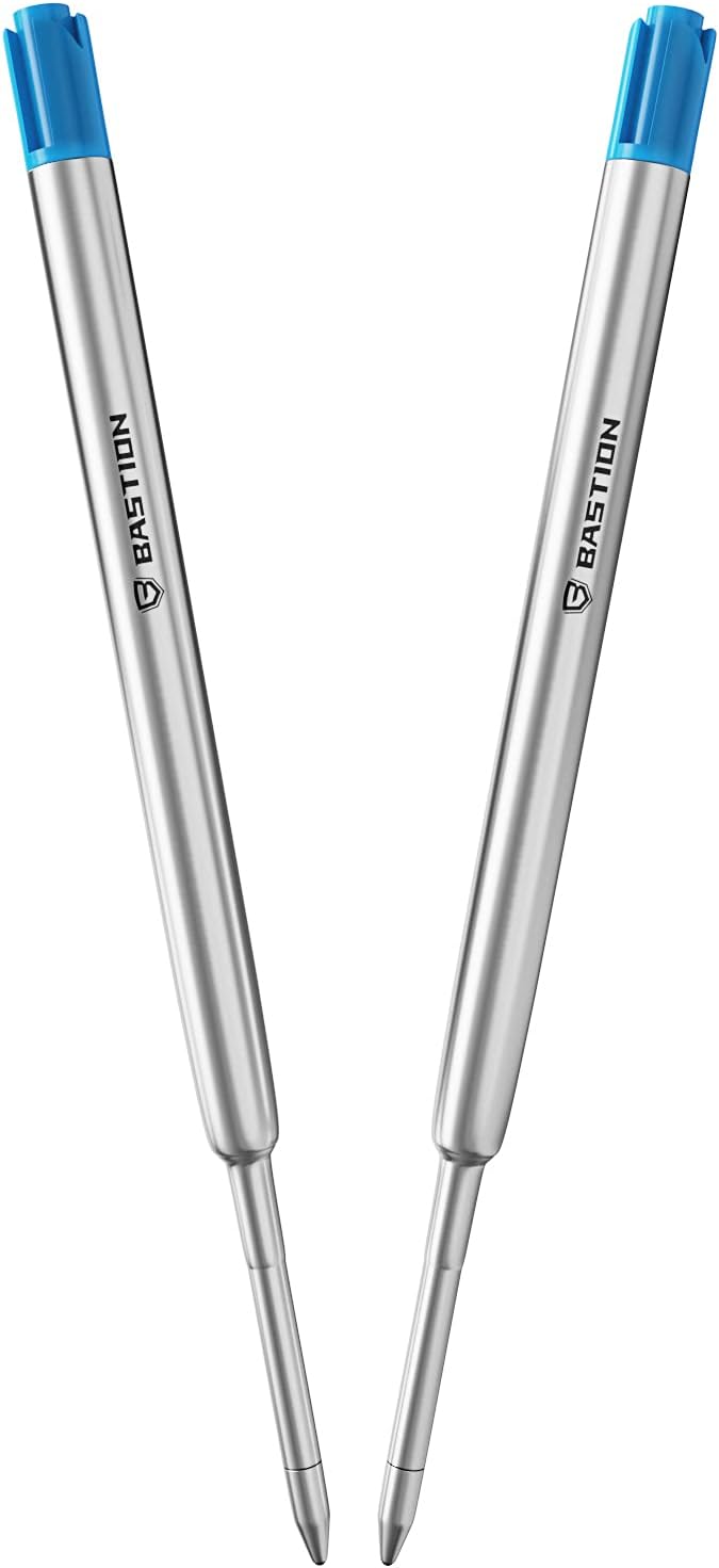 BASTION® Premium Pen Refill, Deeply Pigmented Ink for All Bastion Bolt Action Luxury Pens, Standard Ink Refill with 0.55mm Fine Tip - Blue, 2 Pieces