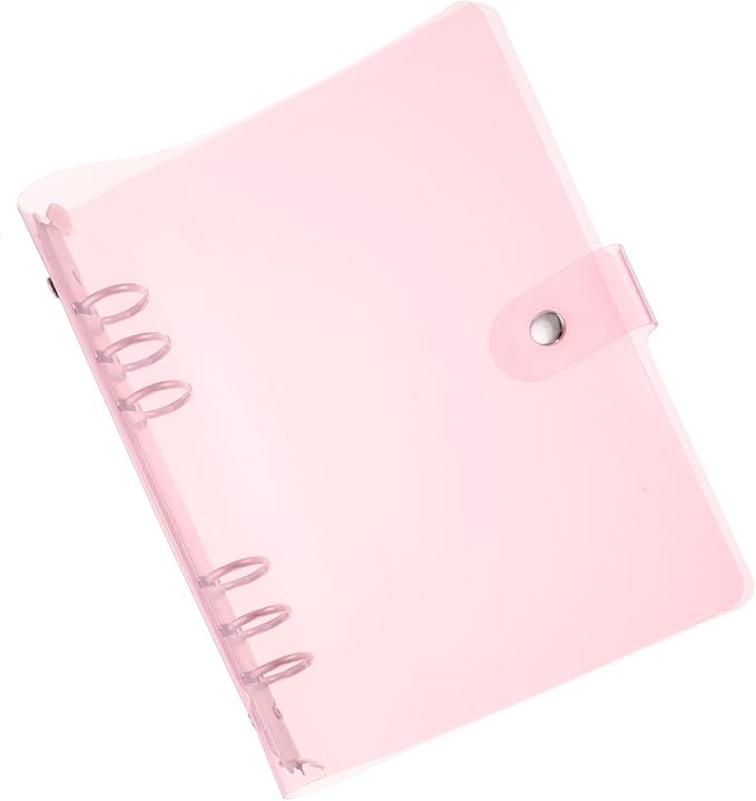 PATIKIL A5 Clear Binder Cover, Soft PVC Loose Leaf Binder Protector Refillable Notebook Shell with Snap Button Closure for DIY Meeting Notebook Folder, Pink