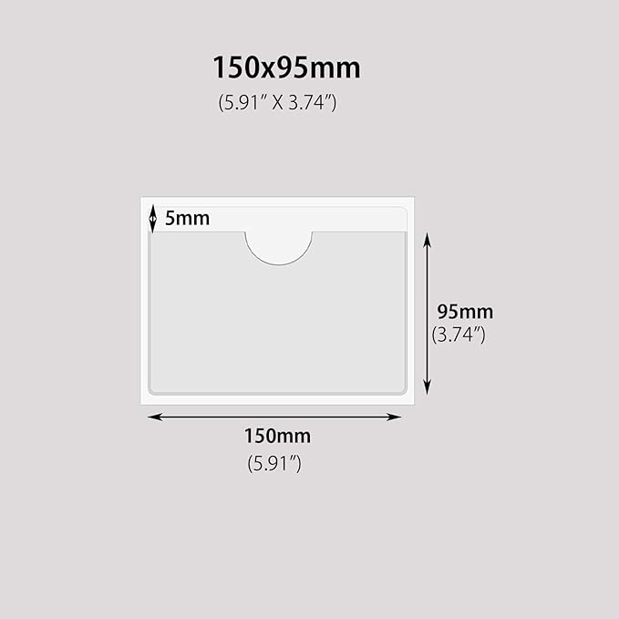 Adhesive Clear Pockets,Self Adhesive Clear Label Pockets Adhesive Card Folder Plastic Pockets Holders Sleeves for Index Cards Planners Cabinet Shelves Photo Cd,10Pieces(150x95mm)