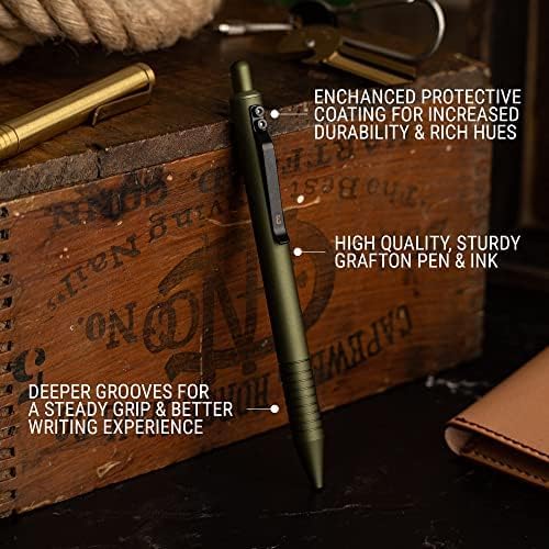 Everyman Grafton Pen and Pencil Set, OD Green | Premium EDC Metal Gel Ink Ballpoint Pen + Mechanical Pencil | Refillable Executive Writing Tools for Office, Business, Men’s Gift & Daily Use