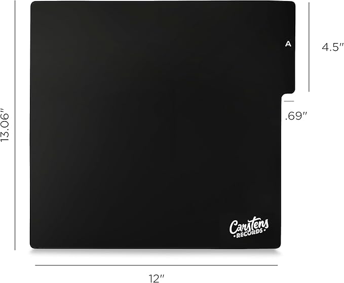 Carstens Heavy Duty Vinyl Record Dividers A-Z | 12" LP Organizer Tabs Pack of 26 | Black, Made in USA