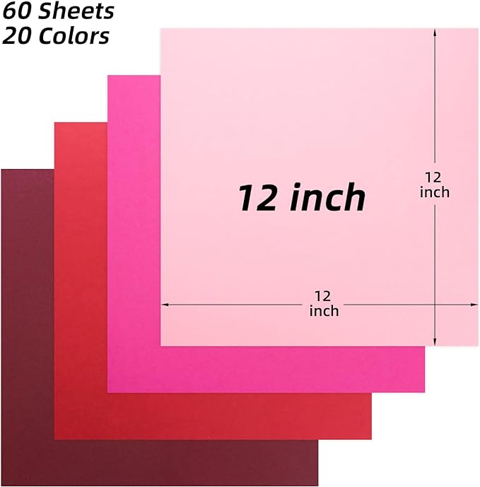 60 Sheets Colored Card Stock Paper 250 gsm 85 lb 12 x 12 20 Assorted Color Cardstock Colorful Paper for Cricut Card Making Paper Crafting