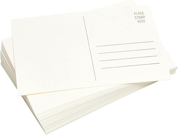 Paper Junkie 50 Pack Watercolor Postcards Blank, Bulk 4x6 Inch Cards to Paint, for Art, DIY (White, 300gsm Cardstock)