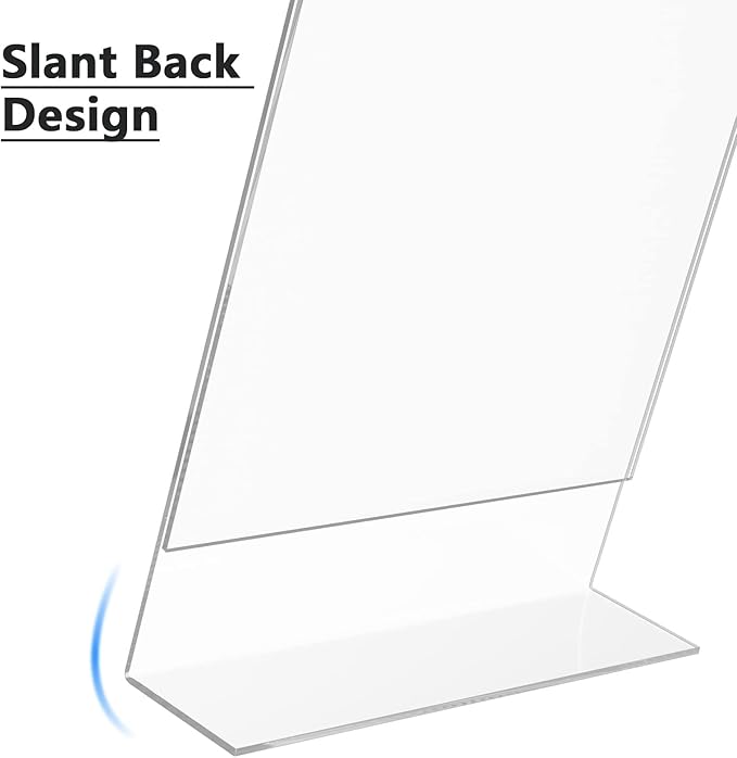 MaxGear Acrylic Sign Holder 8.5 X 11 inches Slant Back Sign Holder Clear Sign Display Holder Plastic Display Stands Table Sign Display Holder for Office, Home, Store, Restaurant - Vertical, 32 Pack