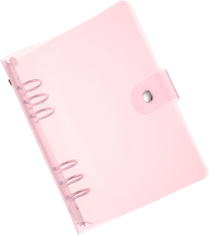 PATIKIL A6 Clear Binder Cover, Soft PVC Loose Leaf Binder Protector Refillable Notebook Shell with Snap Button Closure for DIY Meeting Notebook Folder, Pink
