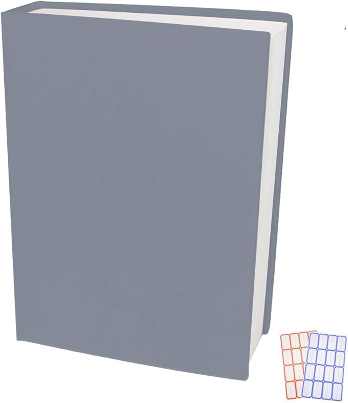 Grey Stretchable Jumbo Book Covers, Washable Reusable Book Protector fits Hardcover Textbooks up to 9" X 12" Office Supply with Free Sticker Labels (1 Pack, Grey)