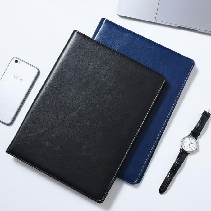 Leather Folder Portfolio,Legal Pad Holder,Portfolio Binder,Leather Clipboard for Business School Office Conference (Black)