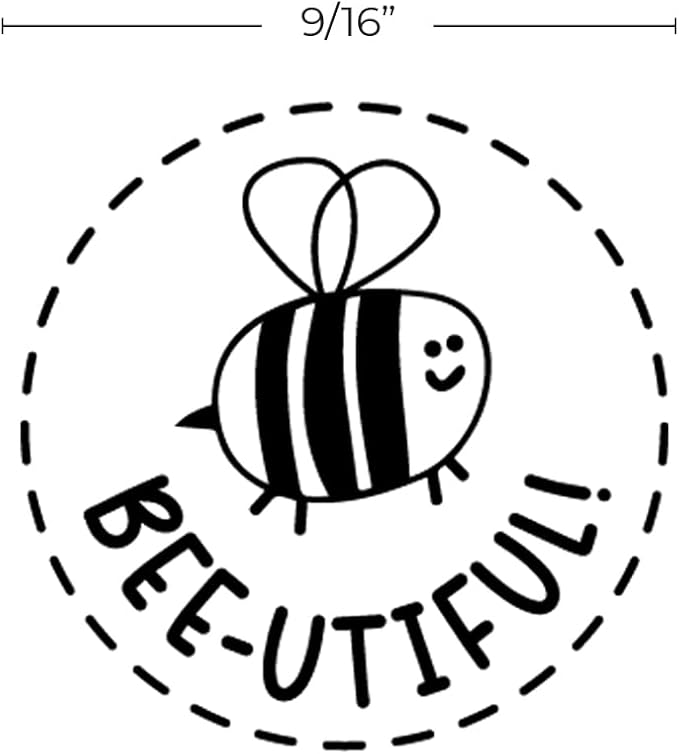 Beautiful Bee Stamp / 2000 Plus Self Inking Teacher Bee-utiful Bumblebee Cute Animal Stamper / 9/16" Small Black Imprint Bee Themed Planner Worksheet Reward Stamp