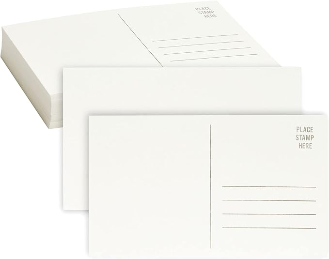 Paper Junkie 50 Pack Watercolor Postcards Blank, Bulk 4x6 Inch Cards to Paint, for Art, DIY (White, 300gsm Cardstock)