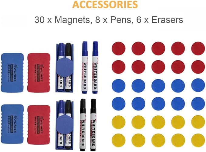 H-Qprobd Mobile Whiteboard 72"x40" Magnetic Dry Erase Board with Stand Double-Sided Rolling Whiteboard for Office, Home & School