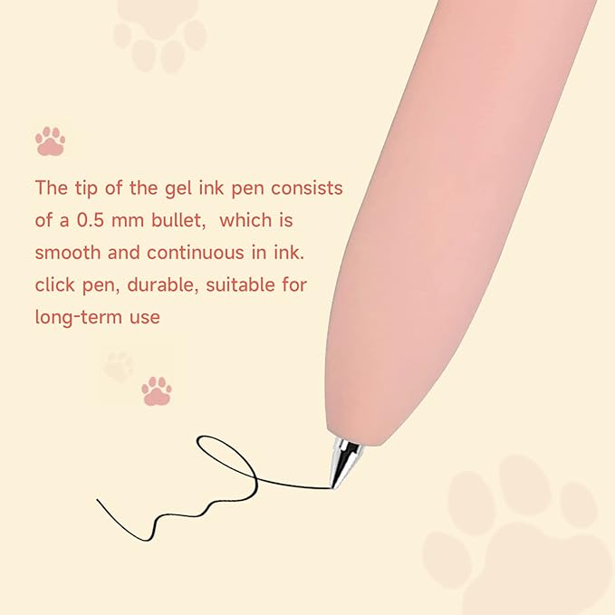 UIXJODO Cat Pens, 4 Pcs 0.5mm Cute Kawaii Pens Black Ink Pens Fine Point Smooth Writing Pens, High-End Series Cat's Tail Retractable Pens for Journaling Note Taking (4 Pcs Cat)