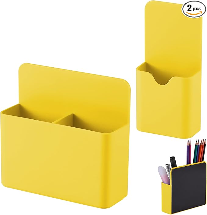 Magnetic Pen Holder,2 Pack Magnetic Dry Erase Marker Holder with Generous Compartments,Strong Magnet Storage Marker Pen Pencil Organizer for Refrigerator,Whiteboard,Locker Accessories