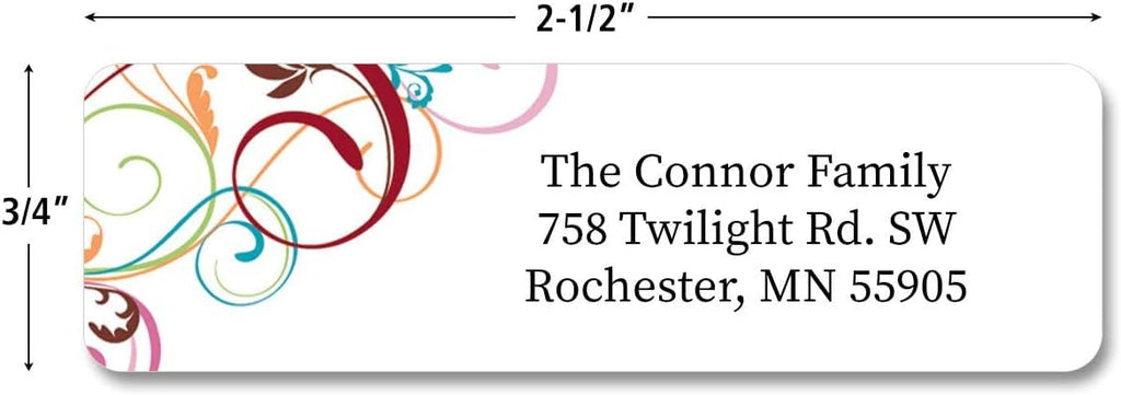 Colorful Images Fantasia Rolled Personalized Return Address Mailing Labels with Dispenser, Customize with Name & Shipping Address, 250 ¾” x 2½” Self Adhesive, Easy Peel Label Roll