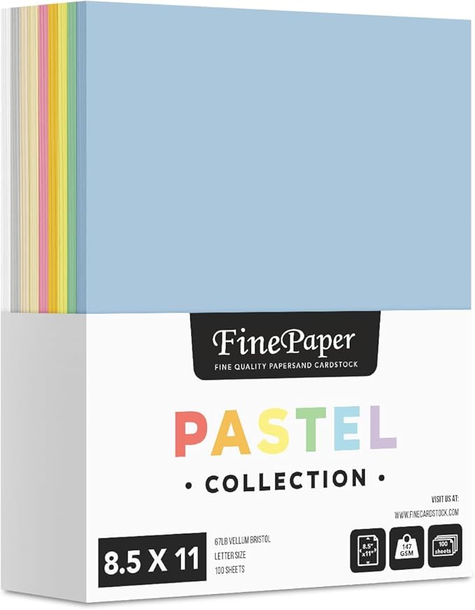Assorted Pastel Colored Paper – Assortment of 9 Colors for Arts and Crafts, Invitations, Flyers, Posters, Decorations | Regular 20lb Bond (75gsm) | 8.5" x 11" | 25 Each Color (225 Sheets Total)