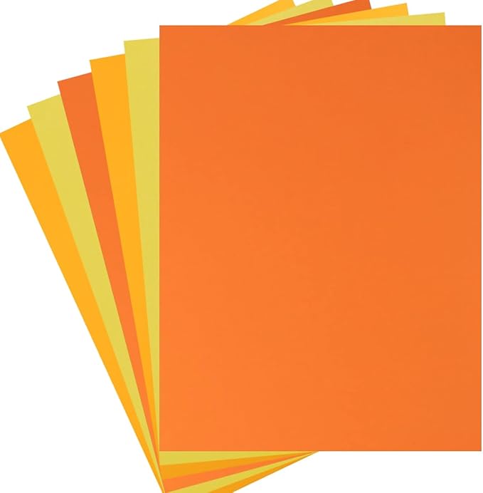 30 sheets Cardstock Paper 8 1/2 x 11 Inches for Crafts and Invitations (Orange/Orange-Red/Yellow)