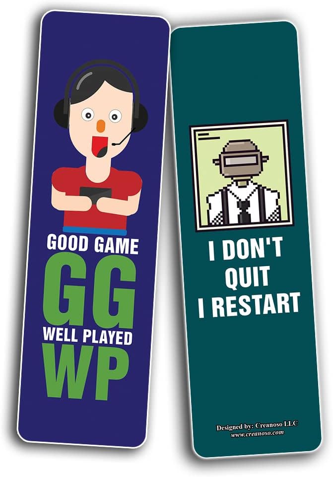 Creanoso I am a Gamer Series 2 Bookmarks (2-Sets X 6 Cards) – Daily Inspirational Card Set – Interesting Book Page Clippers – Great Gifts for Adults and Professionals
