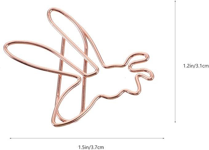 NUOBESTY Decorative File Folders 20pcs Cute Paper Clips Metal Bee Shape Journaling Paper Clamp Binder Clips Scrapbooking Bookmarks for Office Supplies Wedding Invitations Crafts 3.7cm