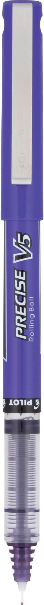 Pilot, Precise V5, Capped Liquid Ink Rolling Ball Pens, Extra Fine Point 0.5 mm, Purple, Pack of 12