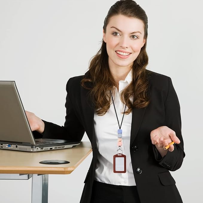 POPLOPP 3PCS Teacher Lanyards for ID Badges and Keys, Cute Silicone Beaded Lanyard for Women Nurse Employees Students